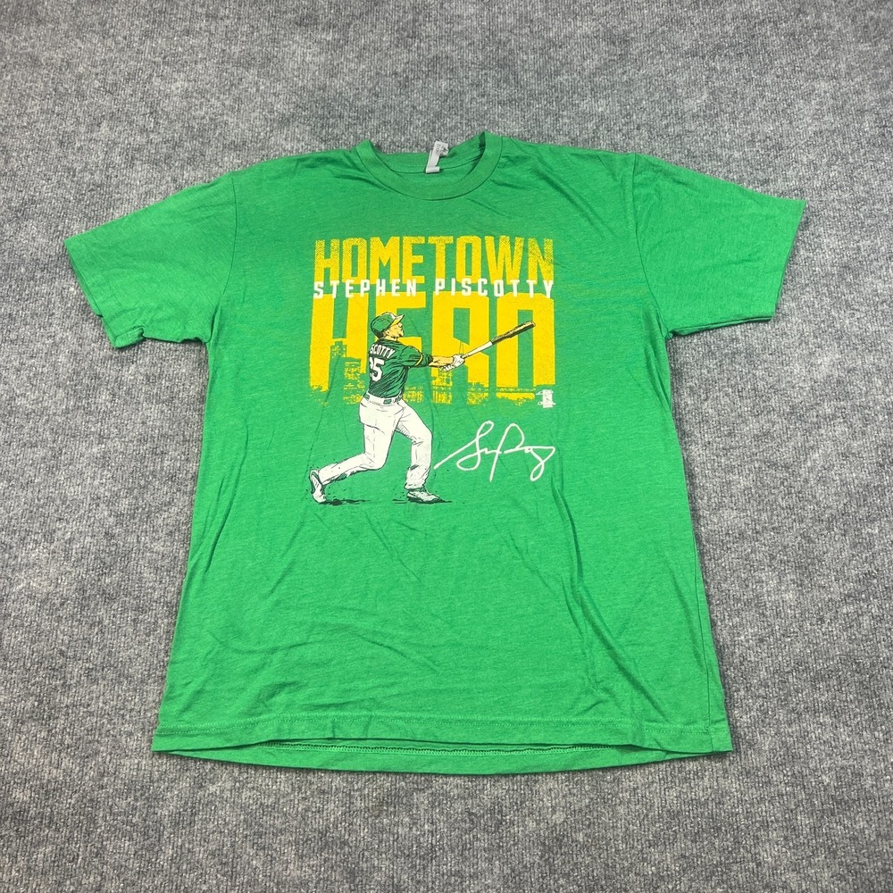 Next Level T Shirt Mens L Green Hometown Hero Stephen Piscotty Oakland Athletics